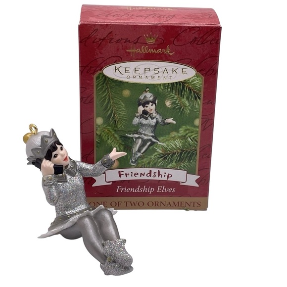 Hallmark Keepsake Elf Ornament SILVER FRIENDSHIP ELVES Friends 2001 in box - Picture 1 of 7